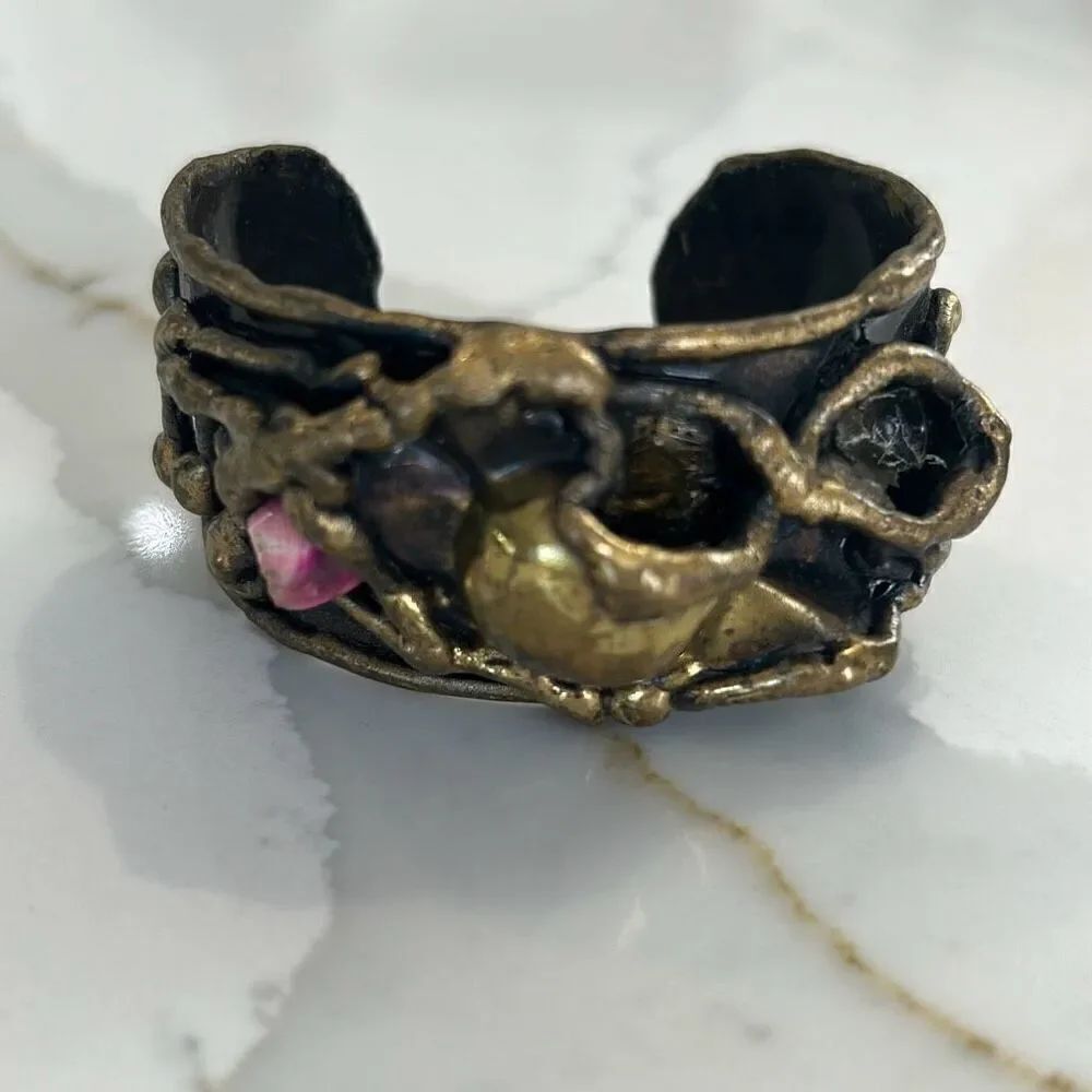 Carvalhu Rio estate vintage brass cuff bracelet artisan brazil